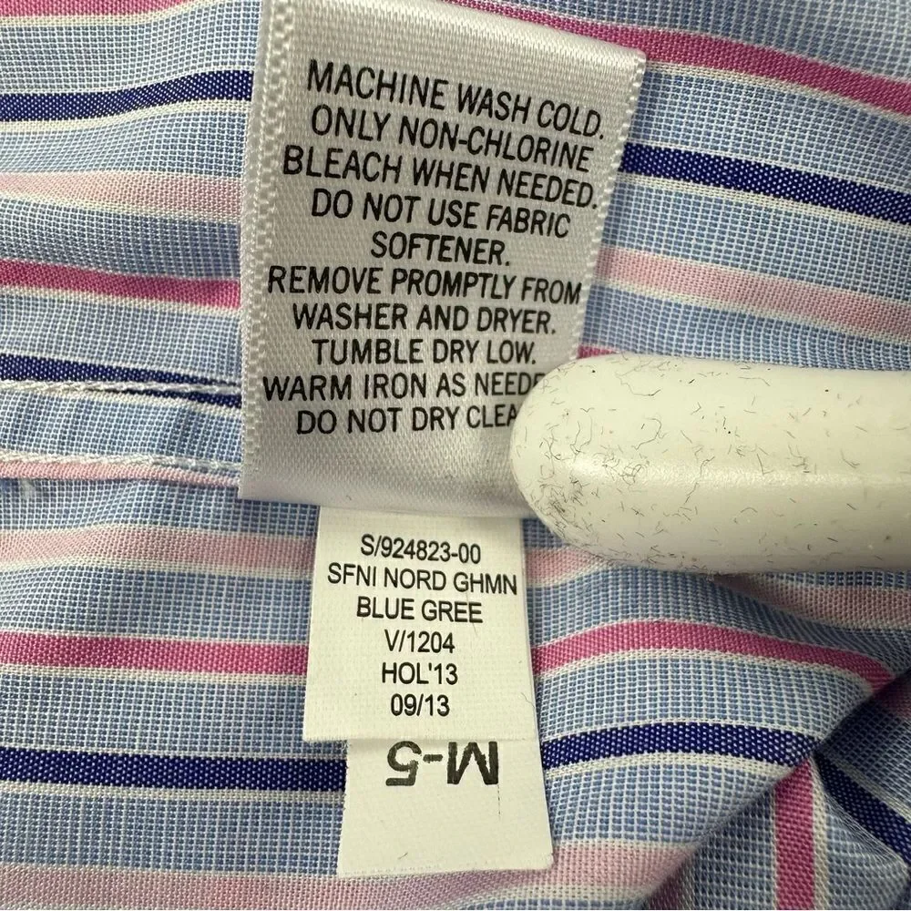 BANANA REPUBLIC Non Iron Slim Fit Blue Pink Striped Long-sleeve Button Down Sz M
